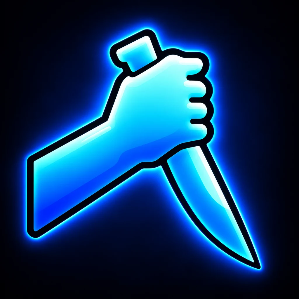 EXPOSE logo: a neon-blue hand holding a knife